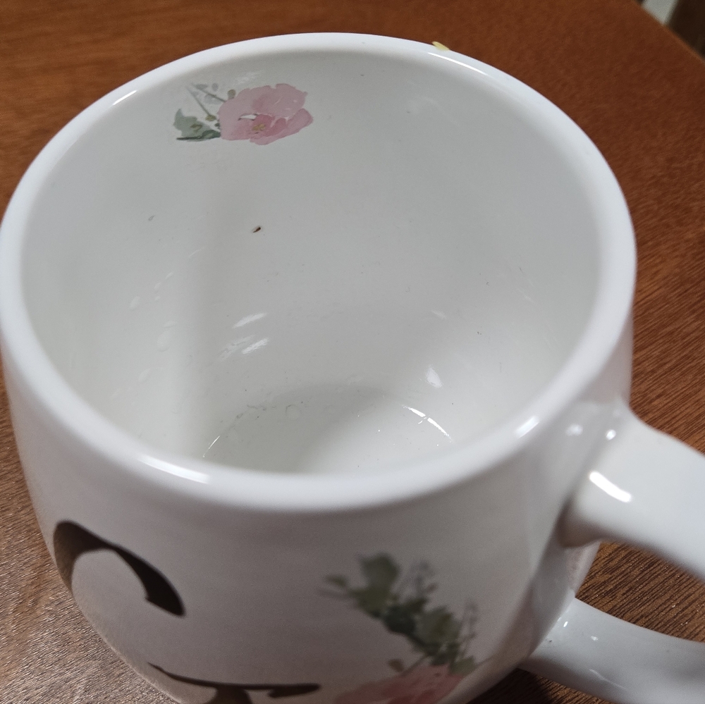 Floral Monogram G Mug - White with Pink Accents - Picture 3 of 6